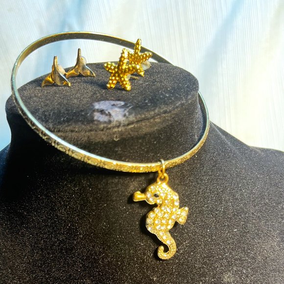 Lot 2 Bangles/2 Pair Earrings Summer Beach Set - Picture 6 of 8